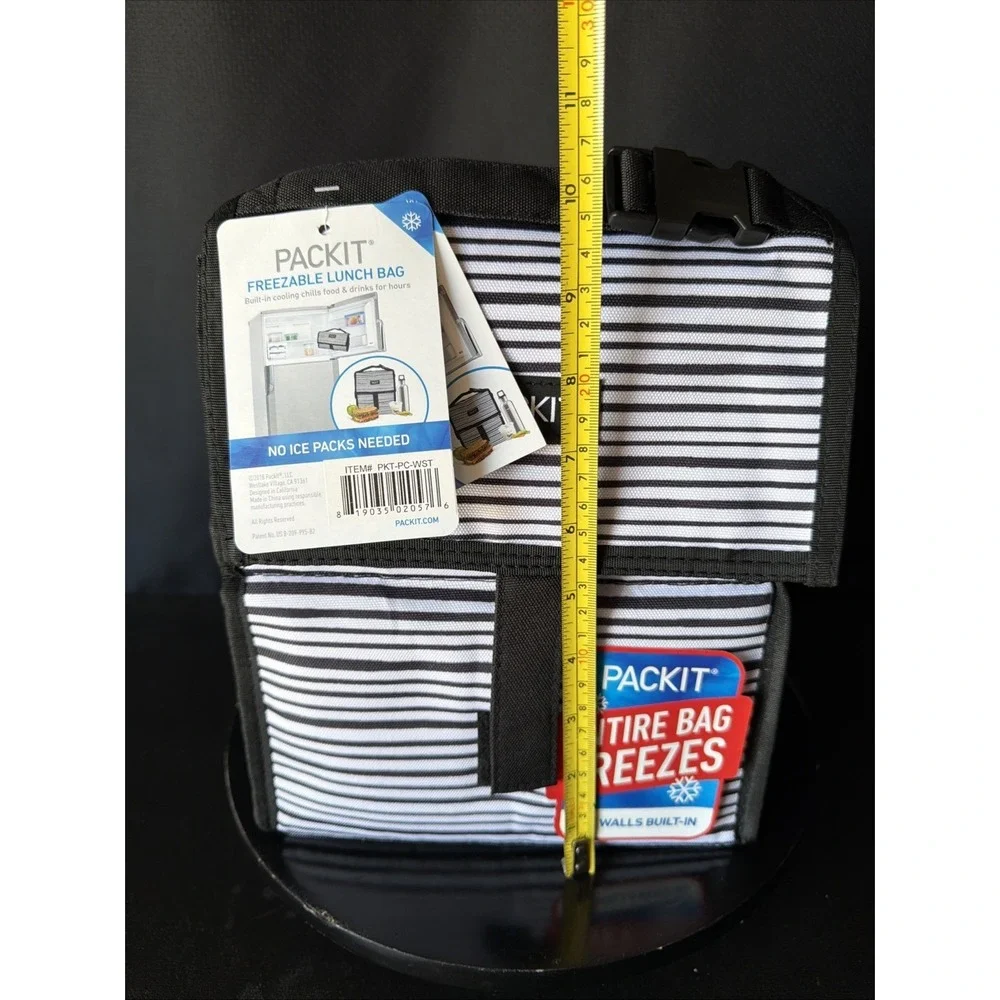 Packit‎ Freezable Lunch Bag Black And White Stripe NWT